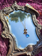 Echoes of Heaven Collection - Handmade Bronze Angel Pendant with Blue Crystal