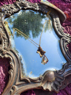 Echoes of Heaven Collection - Handmade Bronze Angel Pendant with Fuchsia Crystal