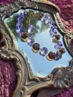 Rosarium Collection Collection - Handmade Bronze Necklace with Purple Crystals & Floral Accents