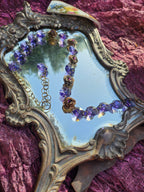 Rosarium Collection Collection - Handmade Bronze Necklace with Purple Crystals & Floral Accents