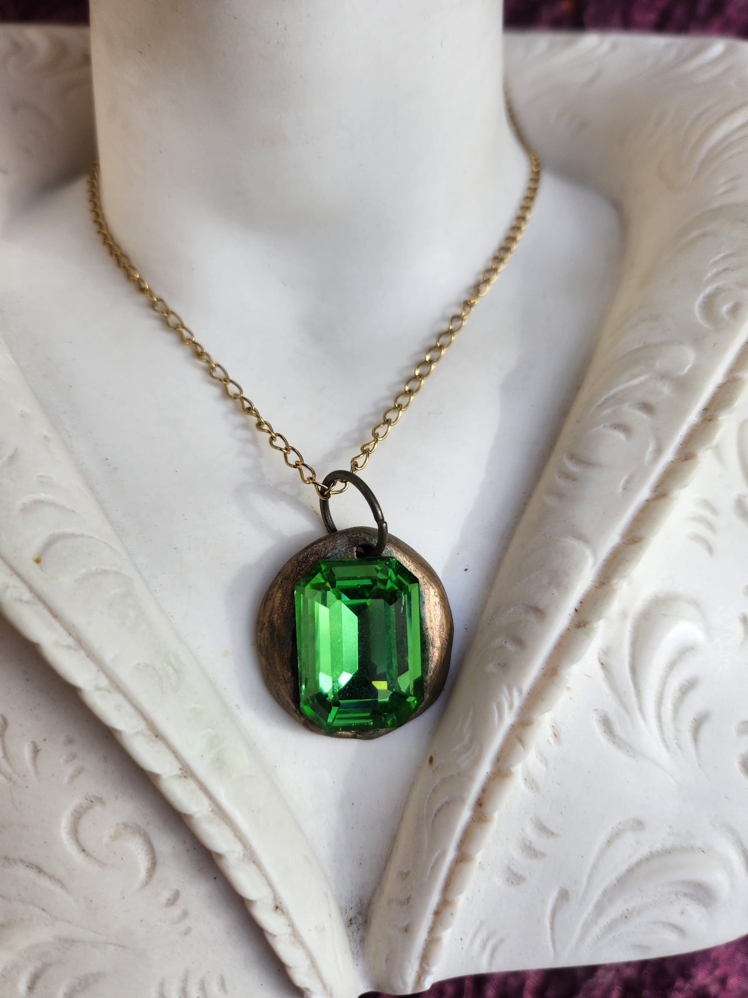 Handmade Emerald Pendant with Green Crystal Pendant