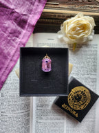 Arcane Resonance Collection – Handmade Bronze Pendant with Lavender Pink Octagon Crystal