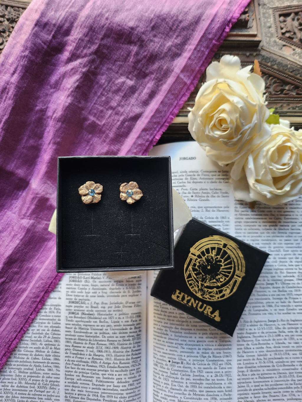 Eternal Bloom Collection – Handmade Crystal Flower Earrings with Light Blue Crystal