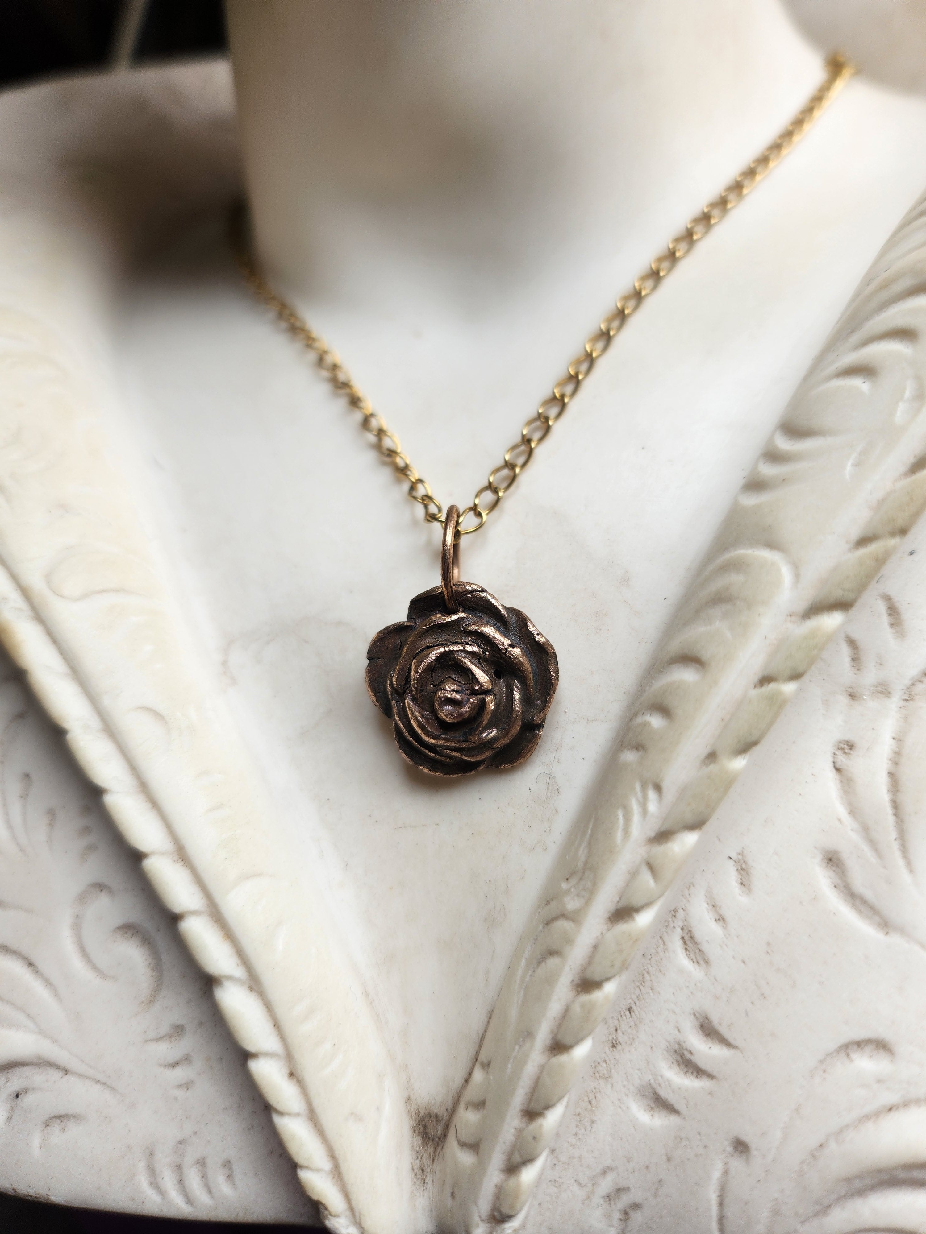 Rosarium Collection - Handmade Bronze Rose Pendant