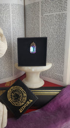 Arcane Resonance Collection – Handmade Bronze Pendant with Pink and Blue Octagon Crystal