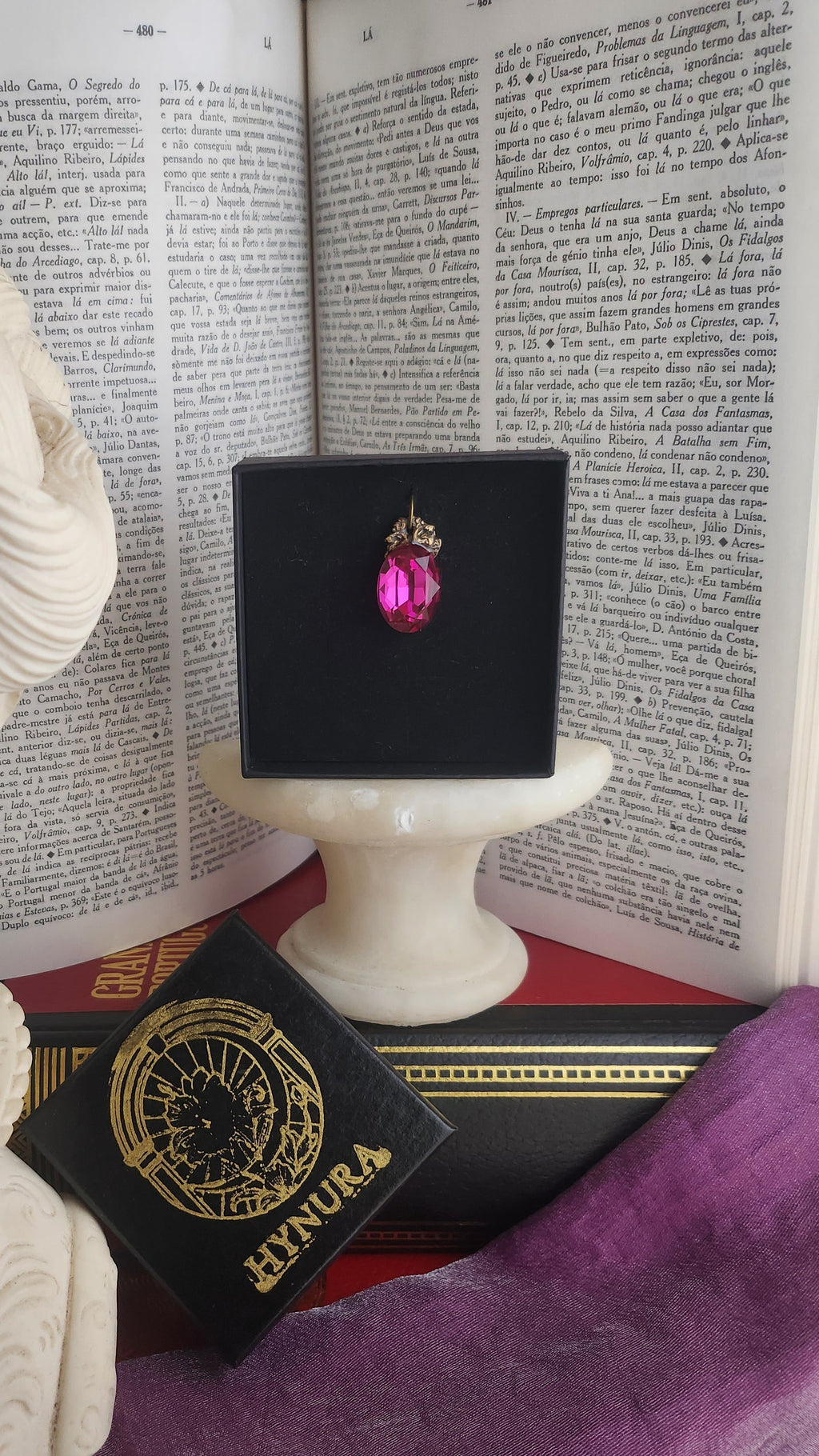 Arcane Resonance Collection – Small Handmade Bronze Pendant with Fuchsia Oval Crystal