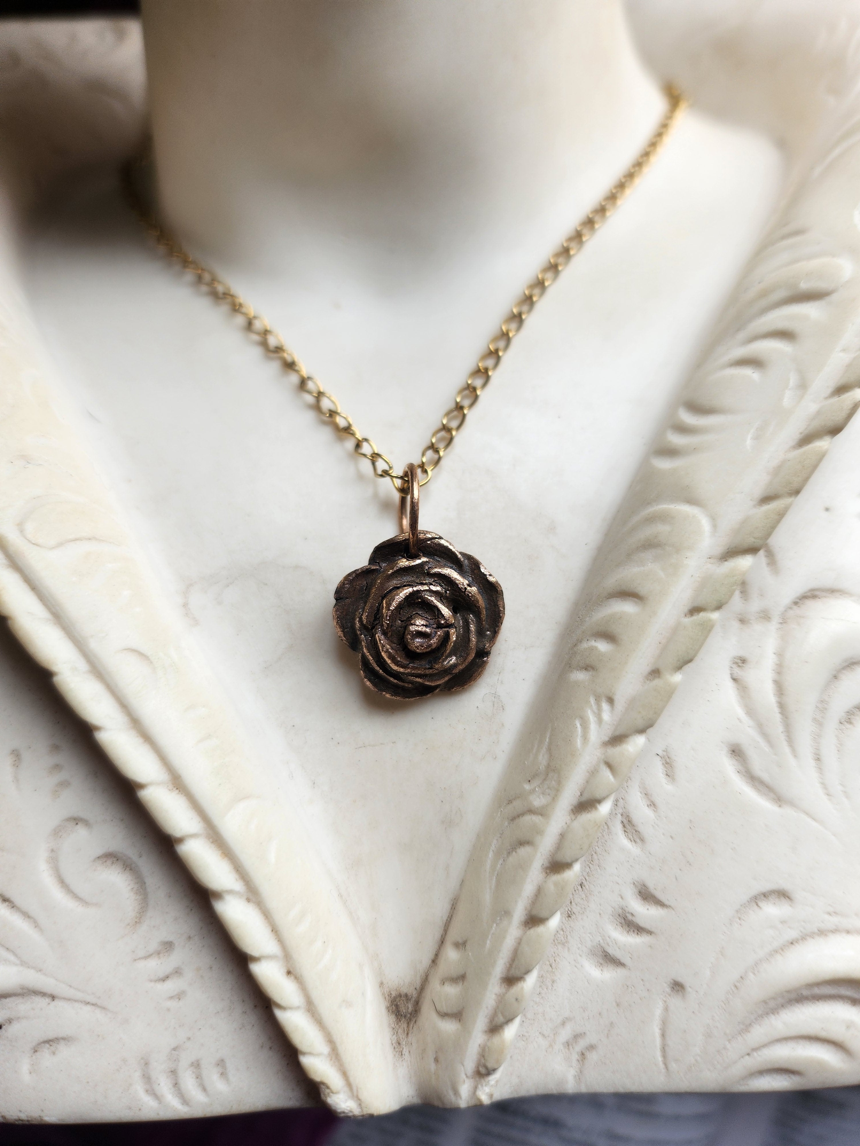 Rosarium Collection - Handmade Bronze Rose Pendant