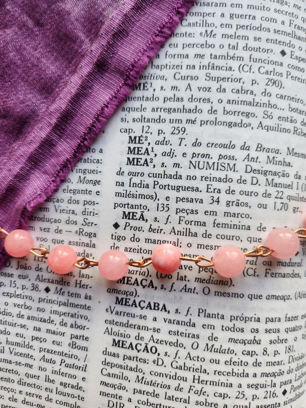 Collar de turmalina rosa y cobre