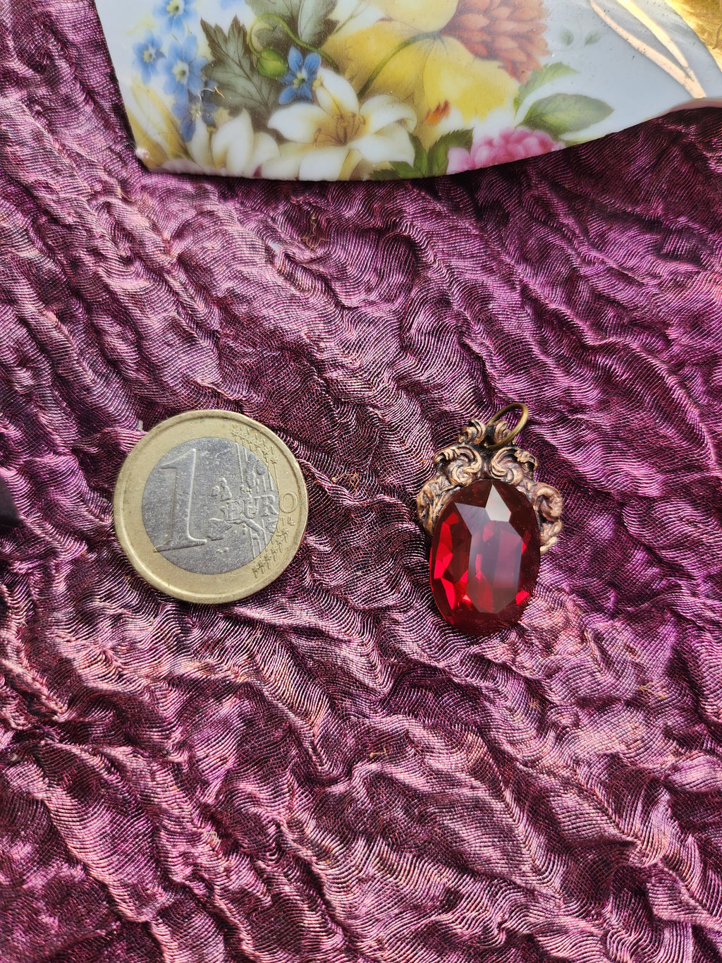 Arcane Resonance Collection – Handmade Bronze Pendant with Ruby Red Oval Crystal
