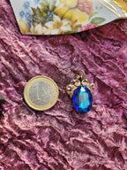 Arcane Resonance Collection – Handmade Bronze Pendant with Blue Oval Crystal