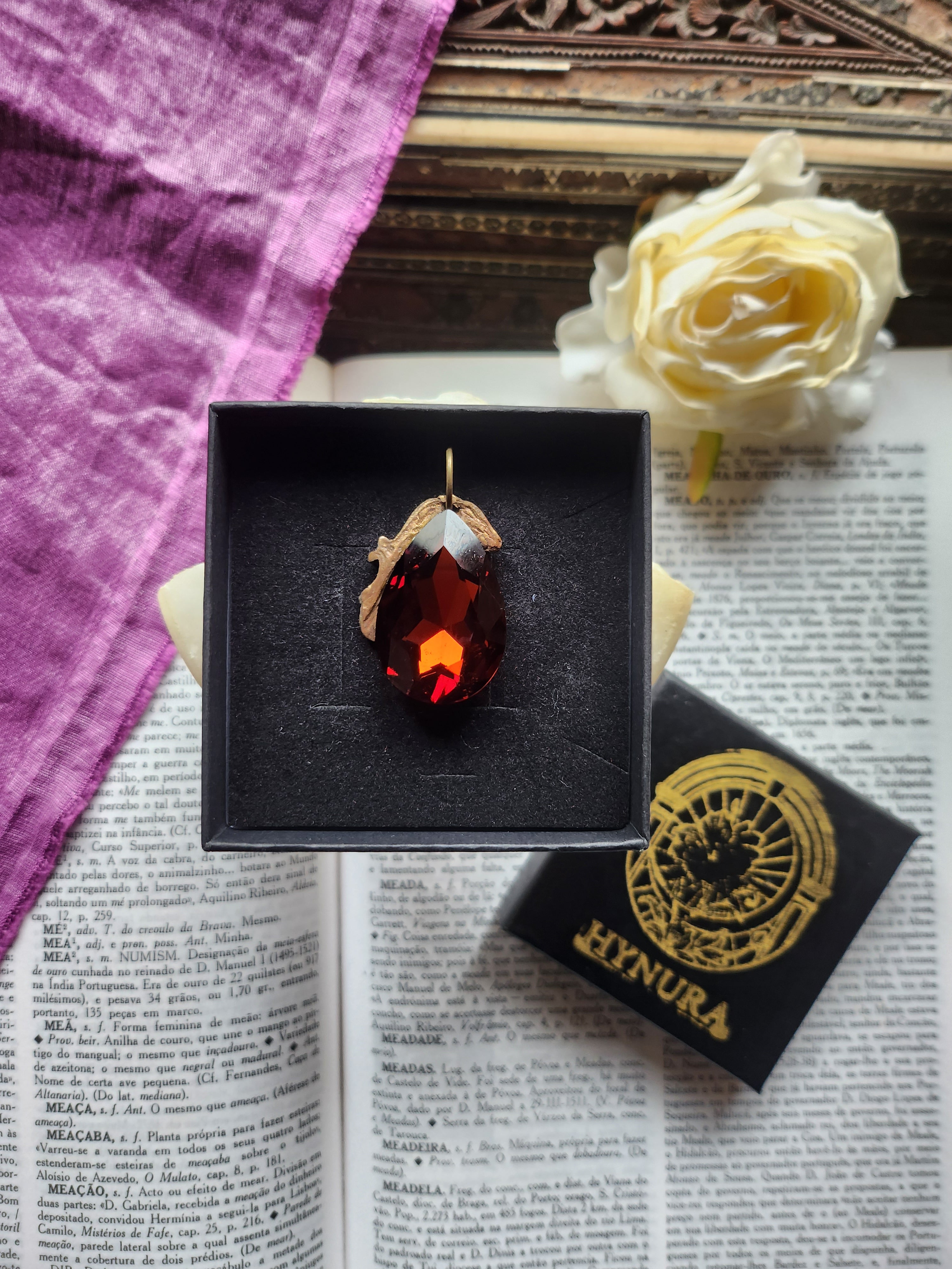 Mystic Baroque Collection – Handmade Bronze Pendant with Brown Teardrop Crystal
