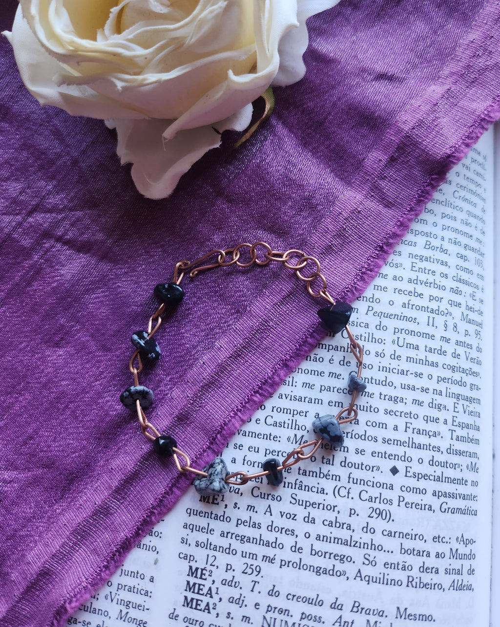 Pulsera de Obsidiana Nevada y Cobre