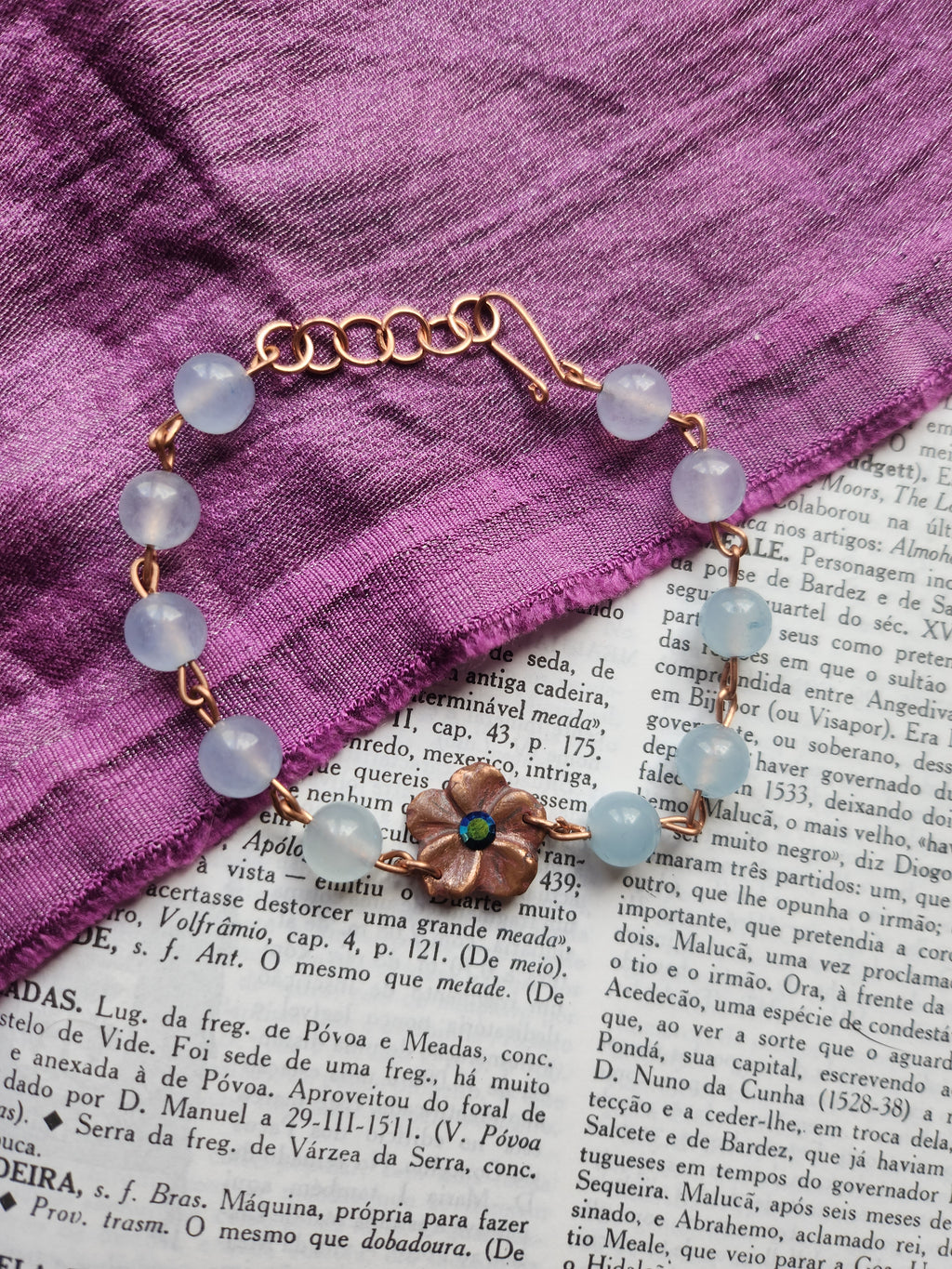 Eternal Bloom Collection - Aquamarine & Copper Bracelet