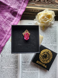 Arcane Resonance Collection – Handmade Bronze Pendant with Fuchsia Oval Crystal