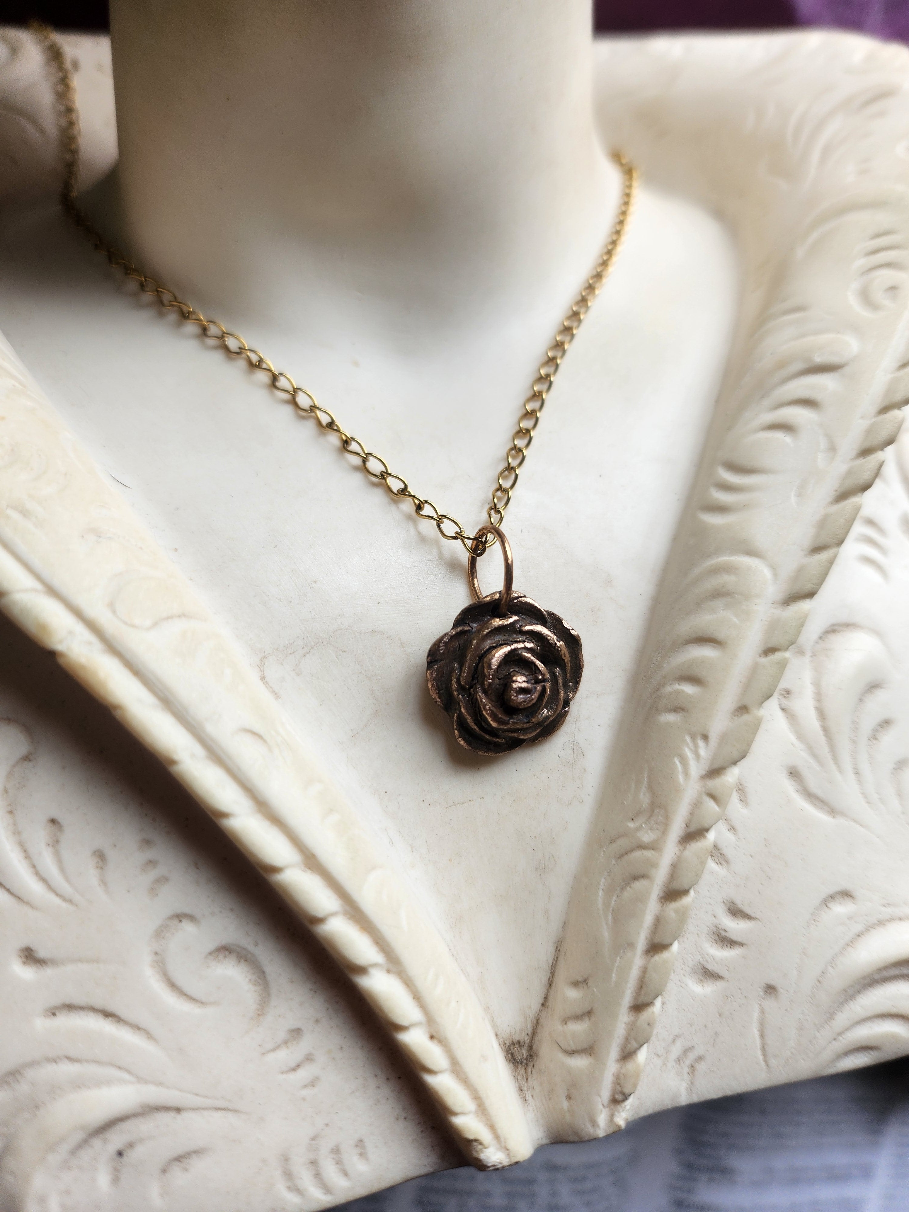 Rosarium Collection - Handmade Bronze Rose Pendant