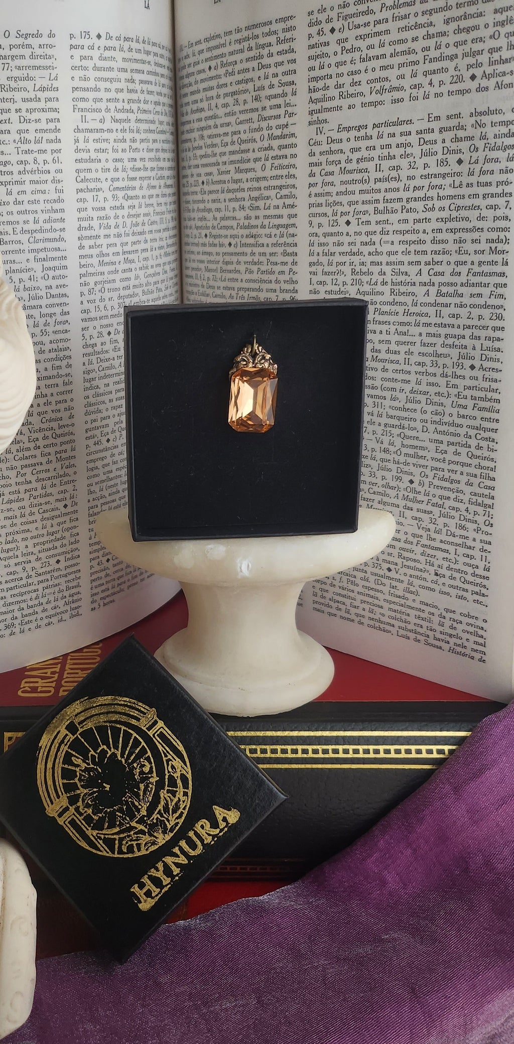 Arcane Resonance Collection – Handmade Bronze Pendant with Soft Amber Octagon Crystal