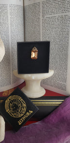 Arcane Resonance Collection – Handmade Bronze Pendant with Soft Amber Octagon Crystal