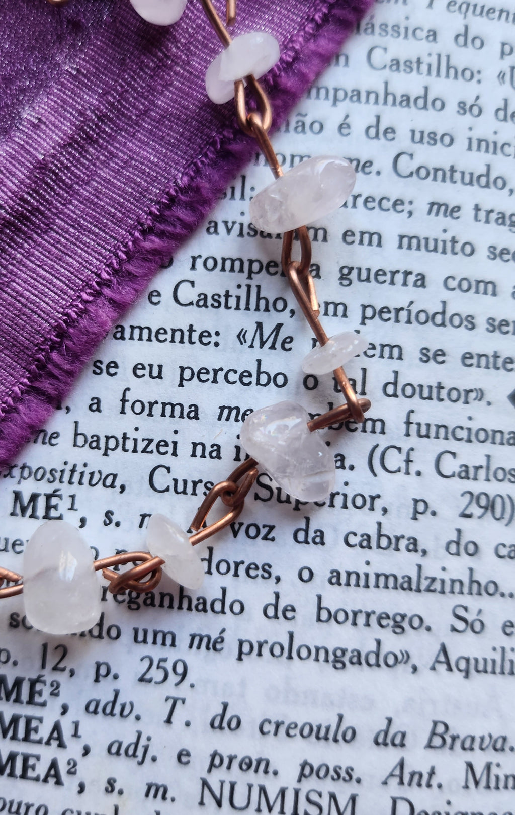 Pulsera de cuarzo rosa y cobre