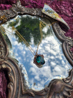 Arcane Resonance Collection – Handmade Bronze Pendant with Emerald Green Oval Crystal