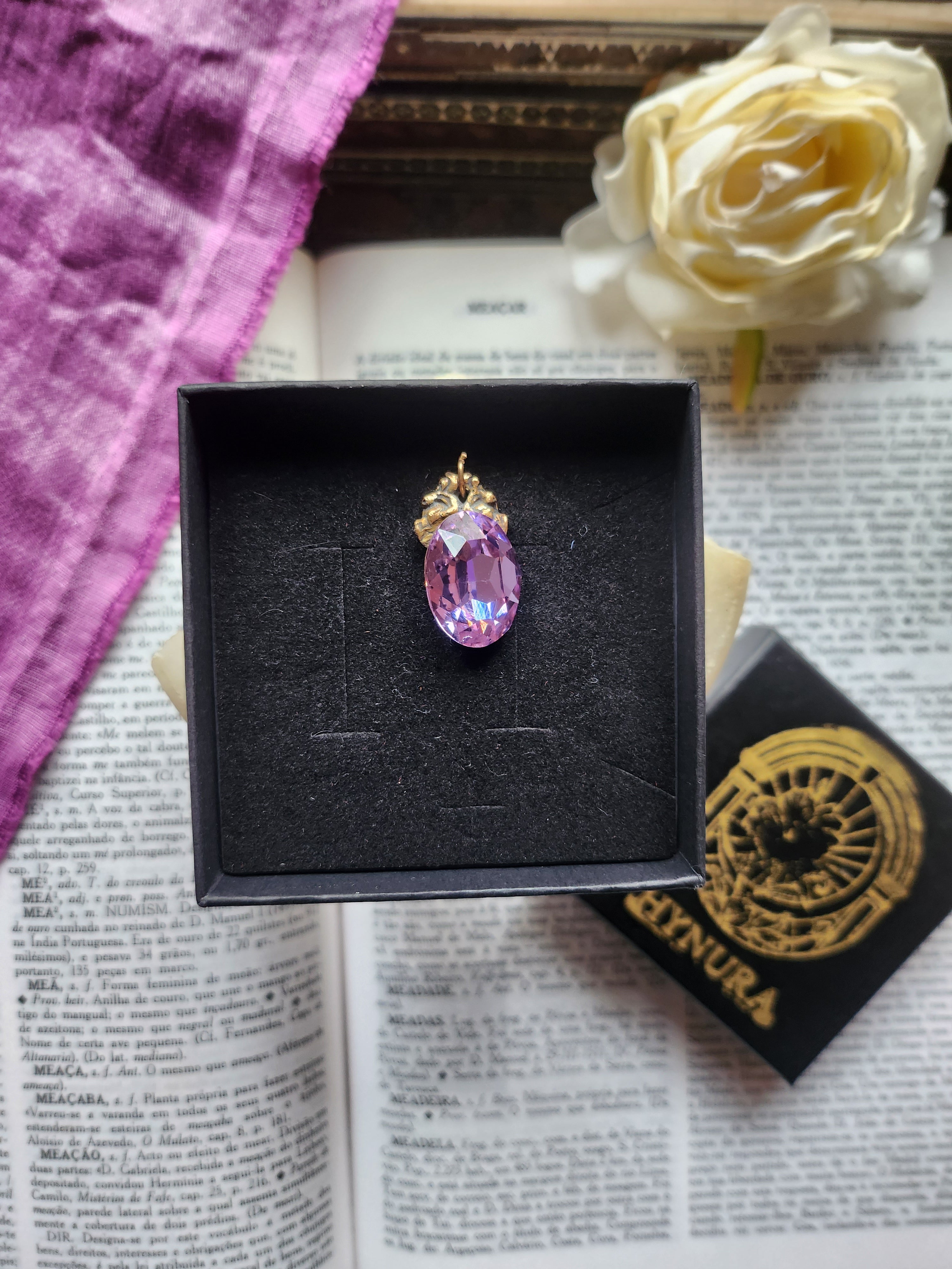 Arcane Resonance Collection - Small Handmade Bronze Pendant with Lavender Oval Crystal