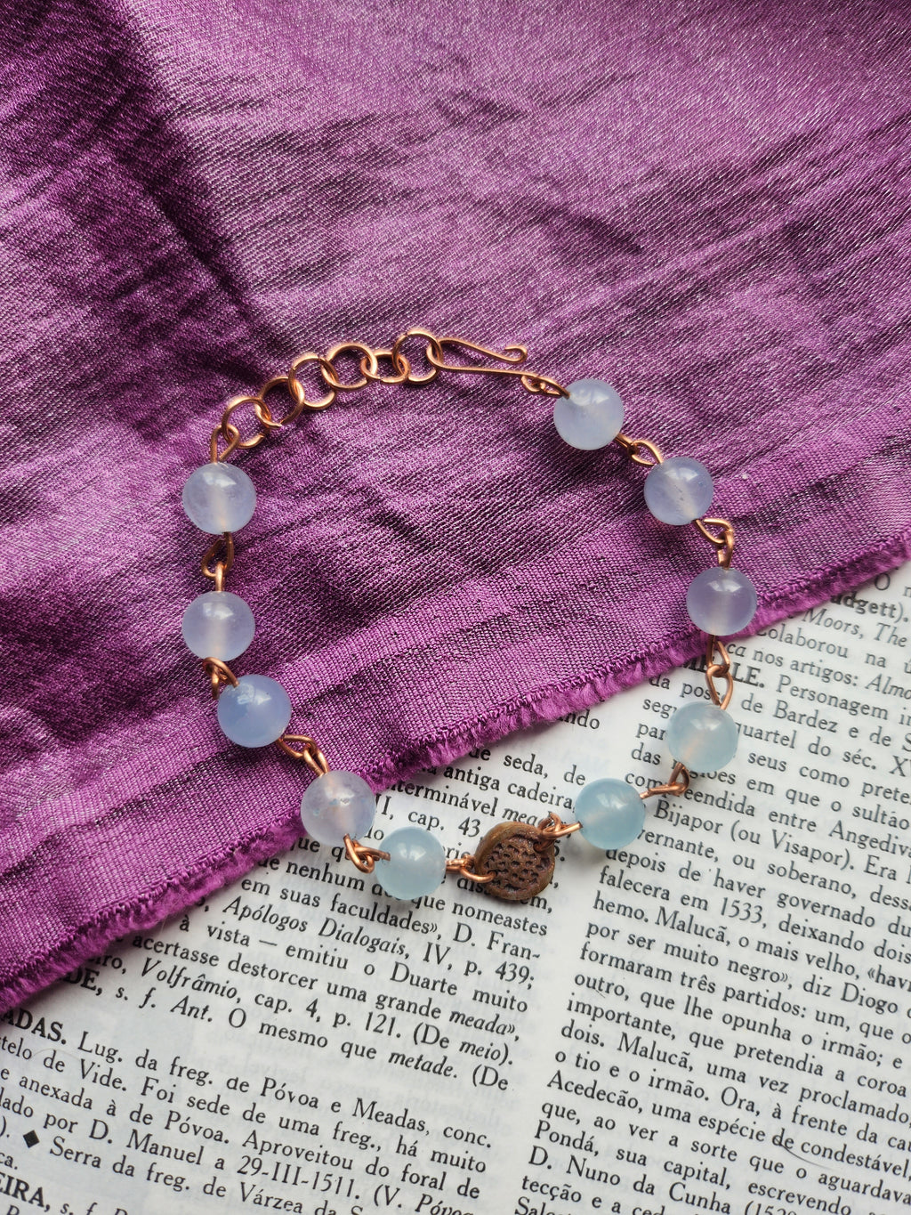 Pulsera Artesanal de Aguamarina y Cobre