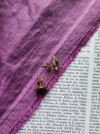 Eternal Bloom Collection – Handmade Bronze Flower Earrings with Royal Blue Crystal