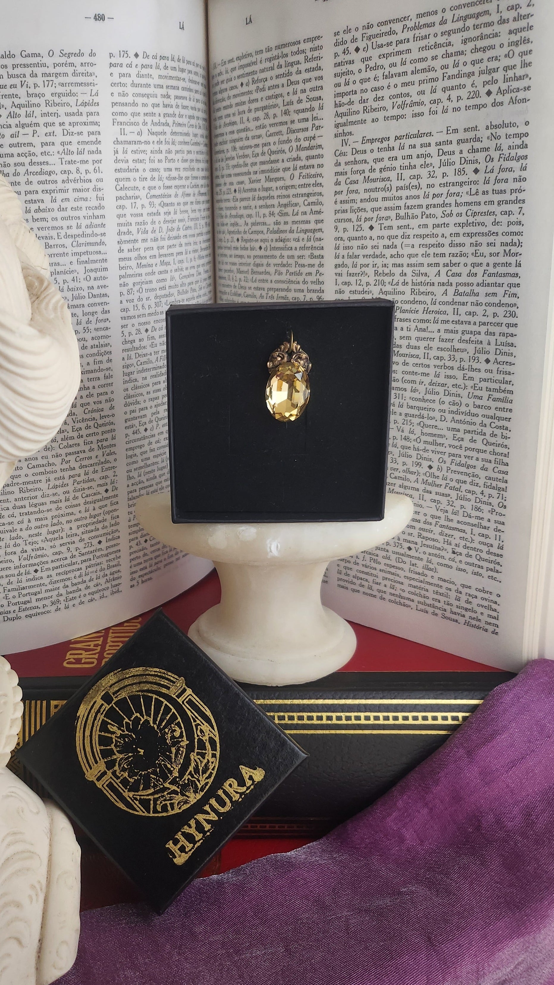 Arcane Resonance Collection – Small Handmade Bronze Pendant with Light Amber Oval Crystal