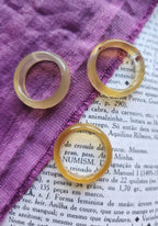 Anillo de ágata amarilla con corte facetado