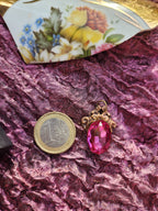 Arcane Resonance Collection – Handmade Bronze Pendant with Fuchsia Oval Crystal