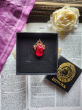 Arcane Resonance Collection – Handmade Copper Pendant with Red Oval Crystal