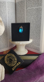 Arcane Resonance Collection – Handmade Bronze Pendant with Electric Blue Octagon Crystal