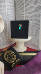 Arcane Resonance Collection – Handmade Bronze Pendant with Emerald Green Navette Crystal