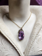 Arcane Resonance Collection - Small Handmade Bronze Pendant with Lavender Oval Crystal