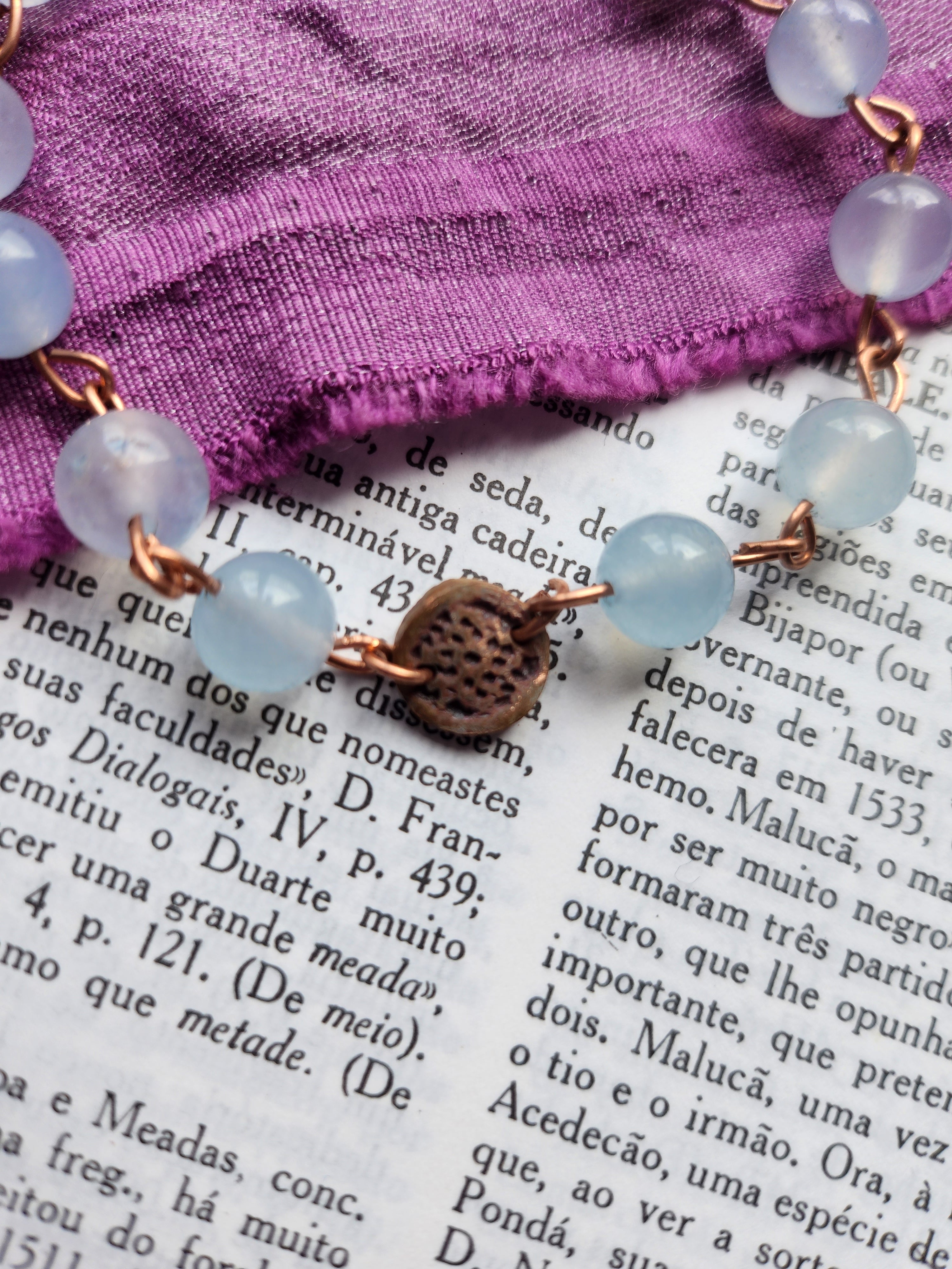 Pulsera Artesanal de Aguamarina y Cobre
