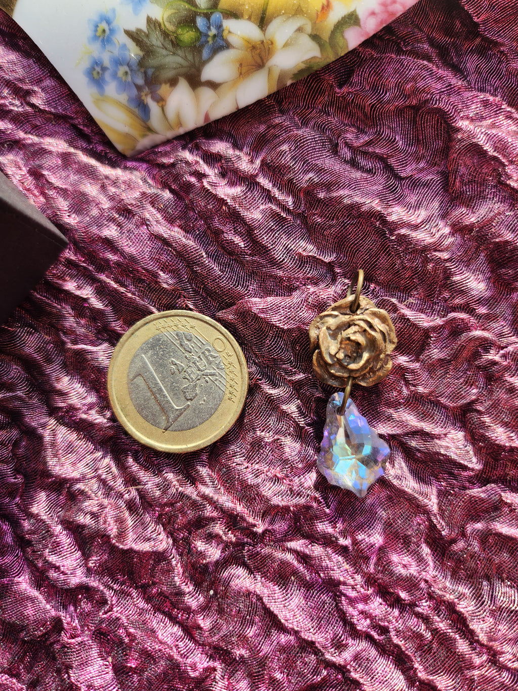 Rosarium Collection Collection - Handmade Bronze Rose Pendant with Lilac Crystal